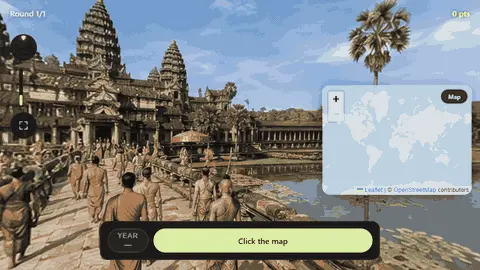 When & Where: panorama Angkor Watu s mapou pro odhad místa